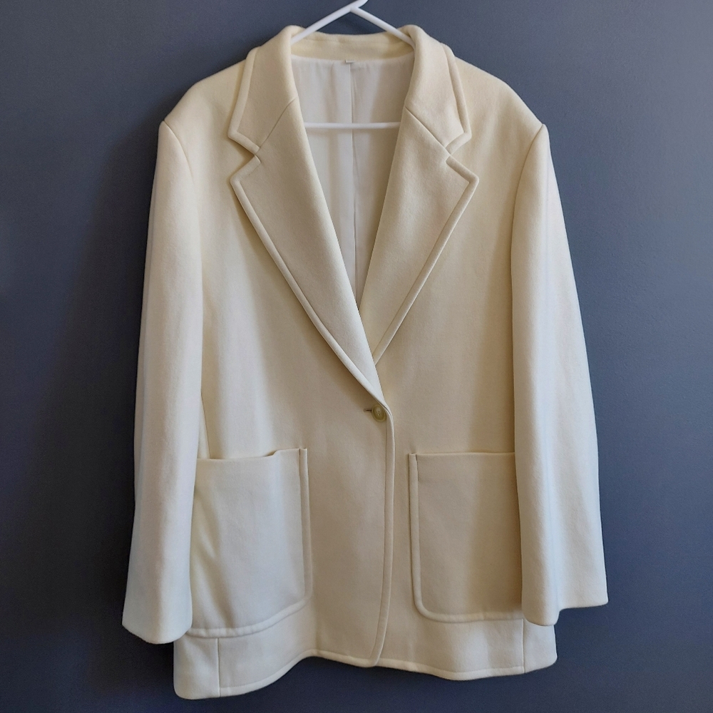 Uniqlo Oversized Blazer Jacket, with Wool, Off-White, XL